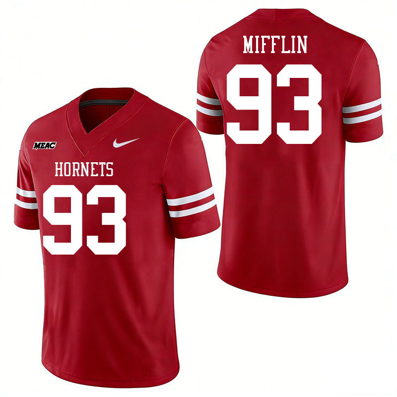 Delaware State Hornets #93 Jaydon Mifflin College Football Jerseys,Uniforms Stitched-Red